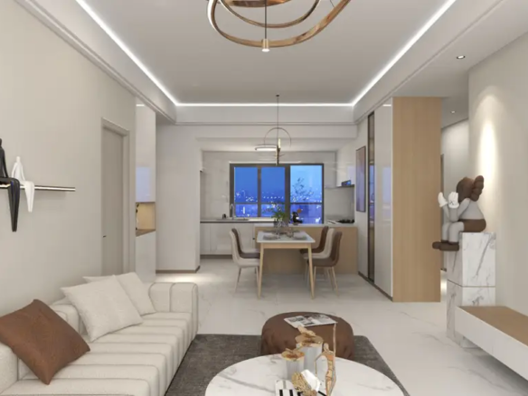 Modern living room and kitchen view at Adornhome Apartment Kileleshwa