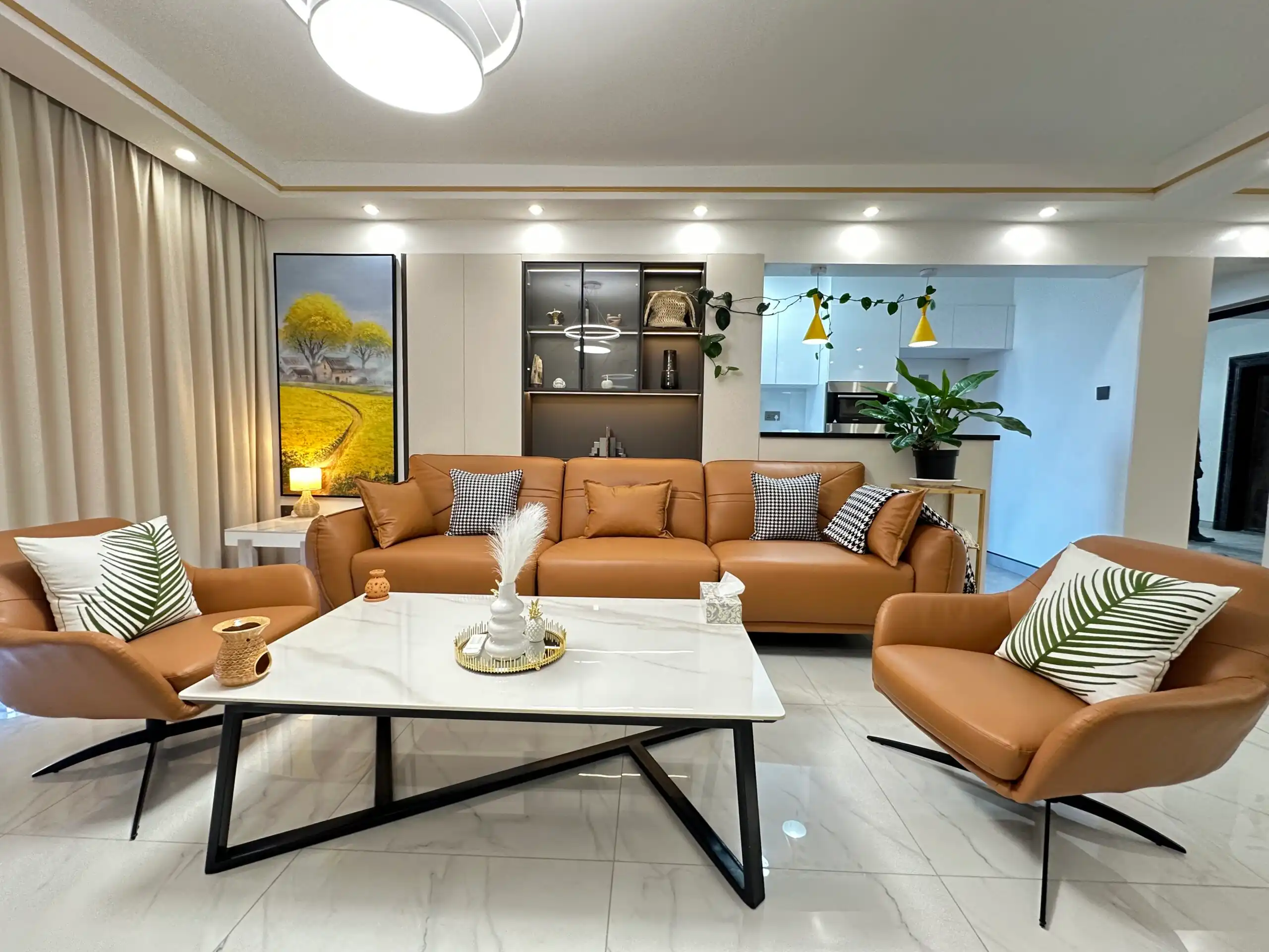 Modern apartment living room at Alina Harbour in Kilimani