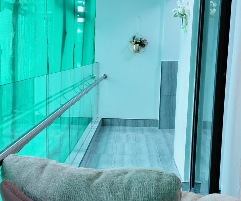 Private balcony at Alina Valley Apartments Kilimani with glass railing