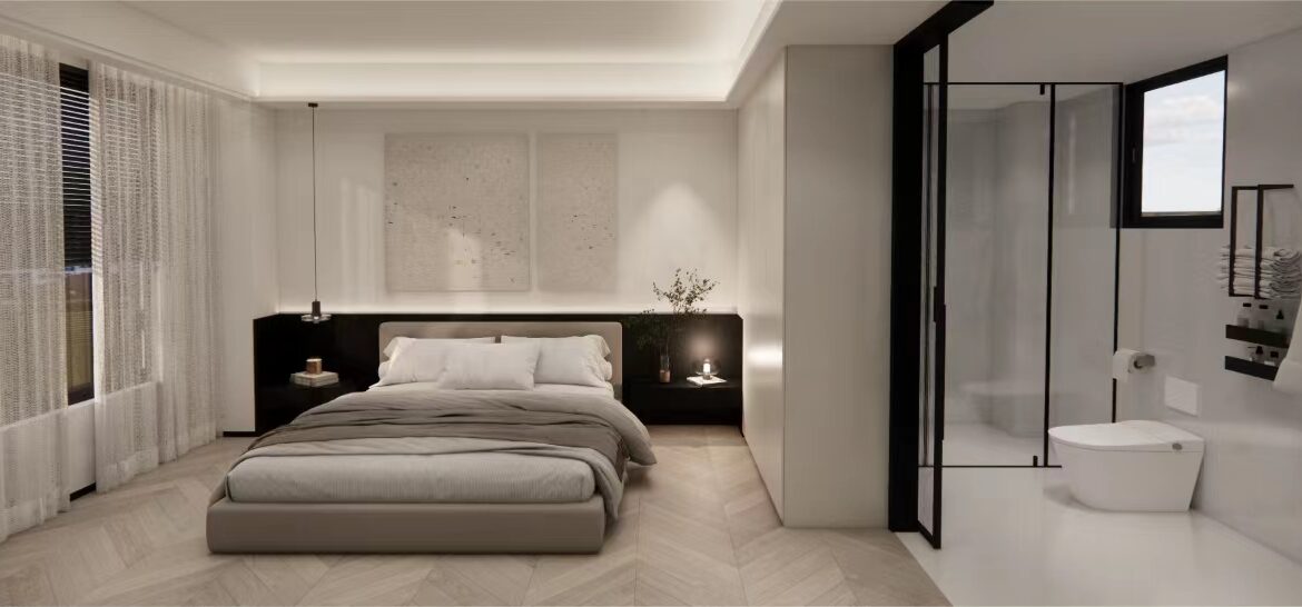 Bedroom with ensuite bathroom at Amber Bay Apartments Lavington