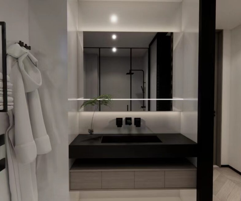 Modern bathroom vanity at Amber Bay Apartments in Lavington Nairobi