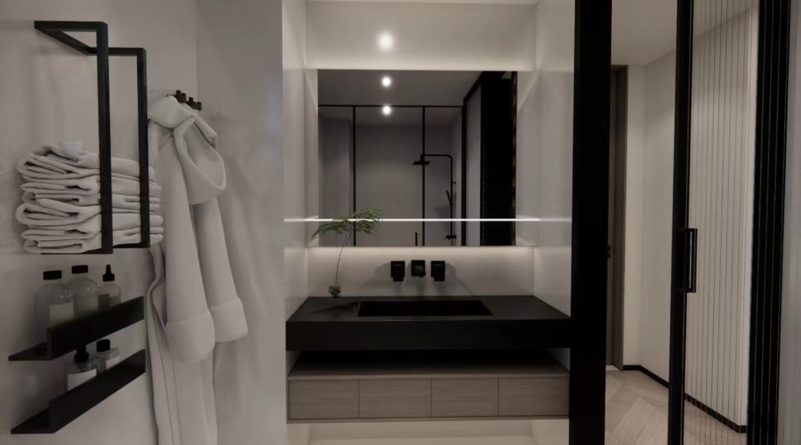 Modern bathroom vanity at Amber Bay Apartments in Lavington Nairobi
