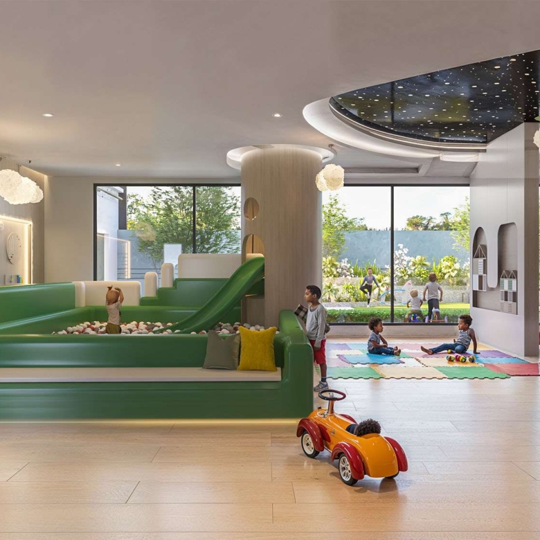 Indoor kids play area at Aya Luxury Residences in Kileleshwa with slide and activity zones