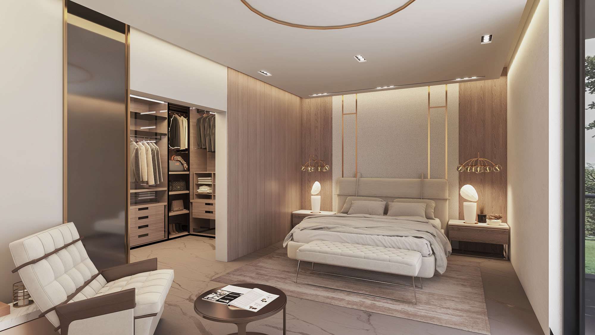 Master bedroom at Aya Luxury Residences with walk-in closet and premium finishes
