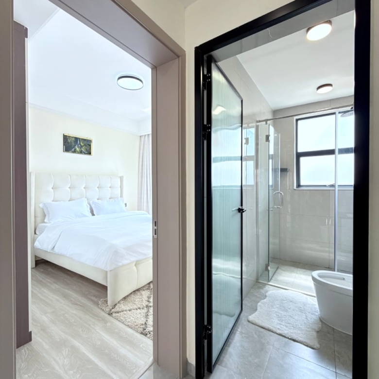 Bahari Homes Residency ensuite bedroom and bathroom entrance
