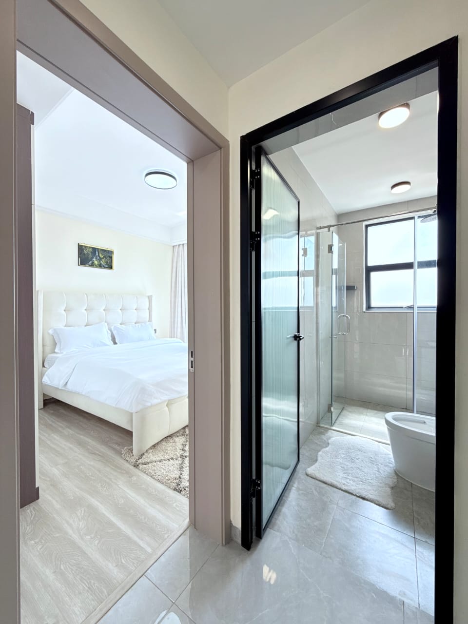 Bahari Homes Residency ensuite bedroom and bathroom entrance