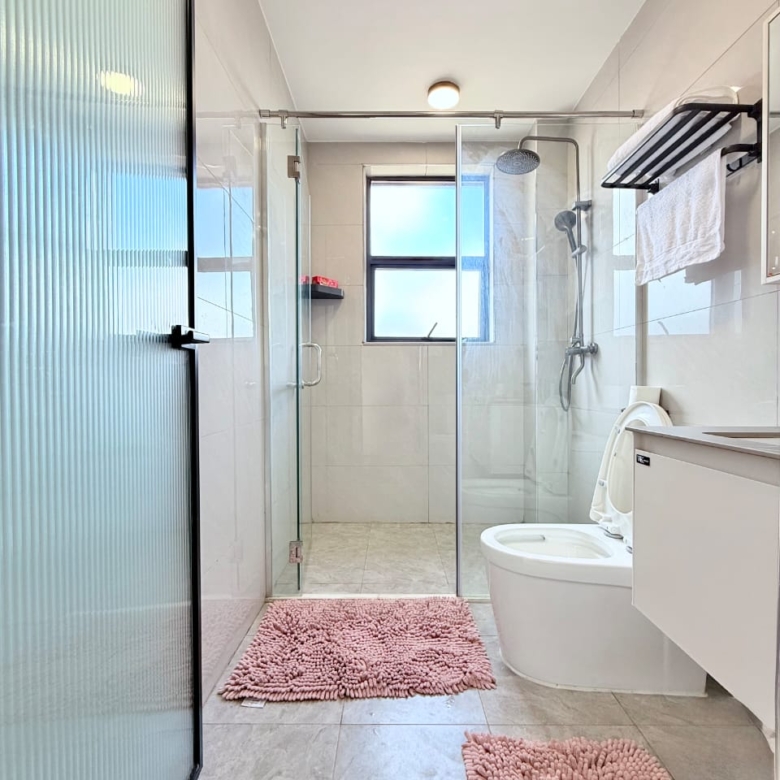 Bahari Homes Residency modern bathroom with glass shower in Kilimani