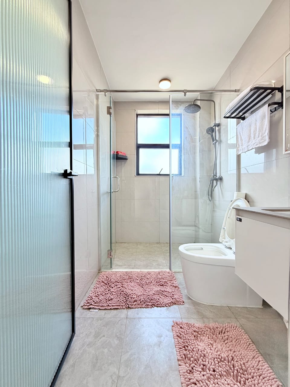 Bahari Homes Residency modern bathroom with glass shower in Kilimani