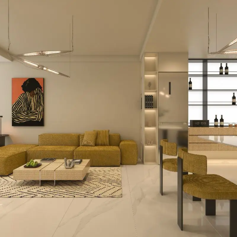 Lounge and kitchen layout at Capella Residency Westlands apartments