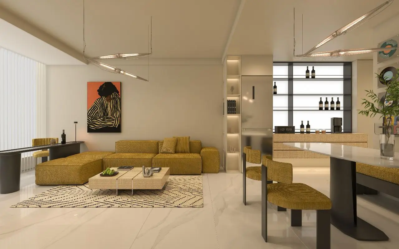Lounge and kitchen layout at Capella Residency Westlands apartments