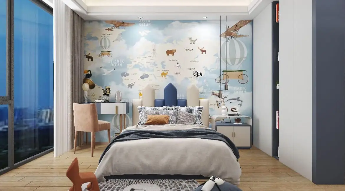 Children’s bedroom with study desk at Dolce Vita Oasis Apartments