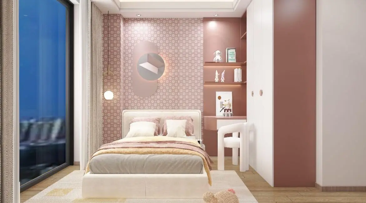 Modern secondary bedroom with fitted wardrobes at Dolce Vita Oasis