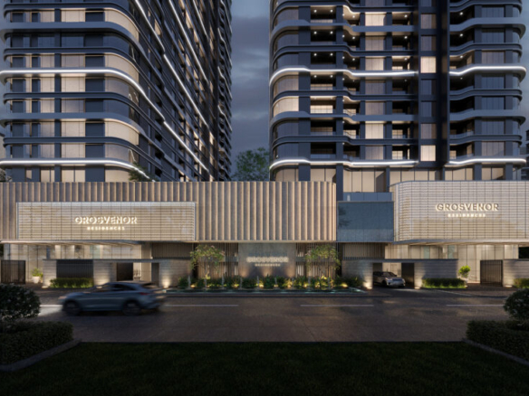 Grosvenor Residences front facade night view Westlands Nairobi