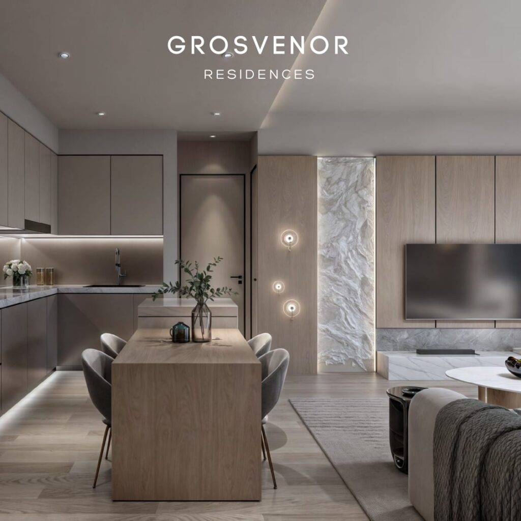 Grosvenor Residences living and dining room Westlands apartment