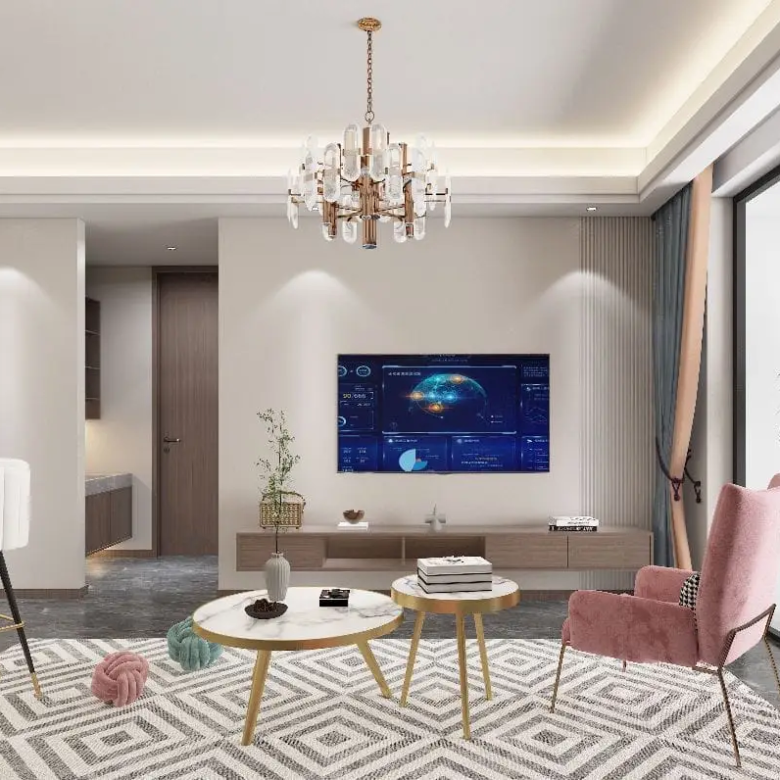 Modern living room with balcony windows at Lovi Crescent Apartments