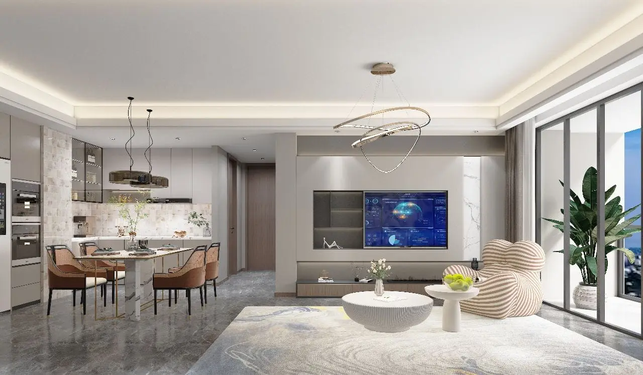 Open-plan living, dining and kitchen interior at Lovi Crescent Apartments Westlands