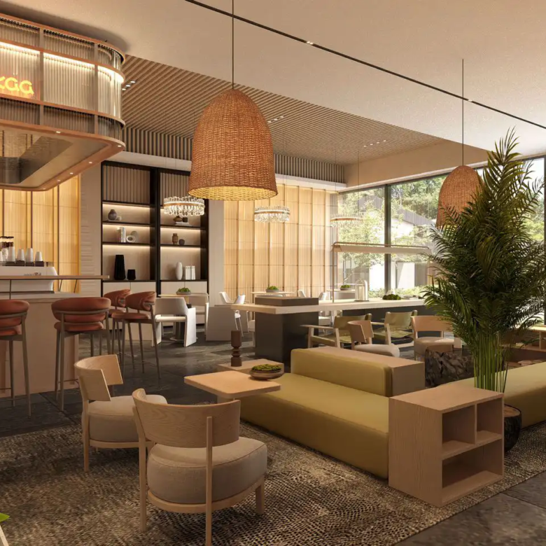 Coffee bar and residents’ lounge at Panorama West Residence