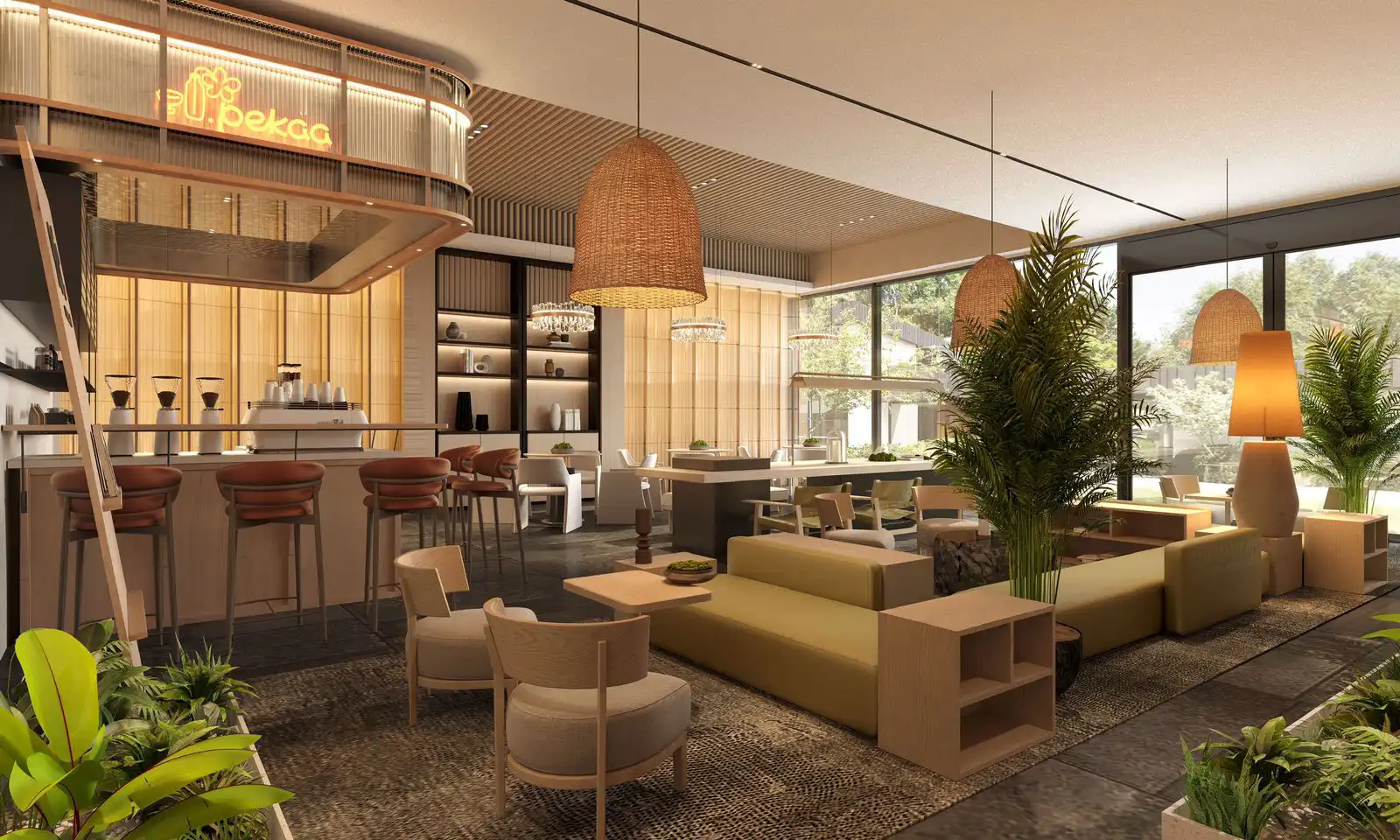 Coffee bar and residents’ lounge at Panorama West Residence