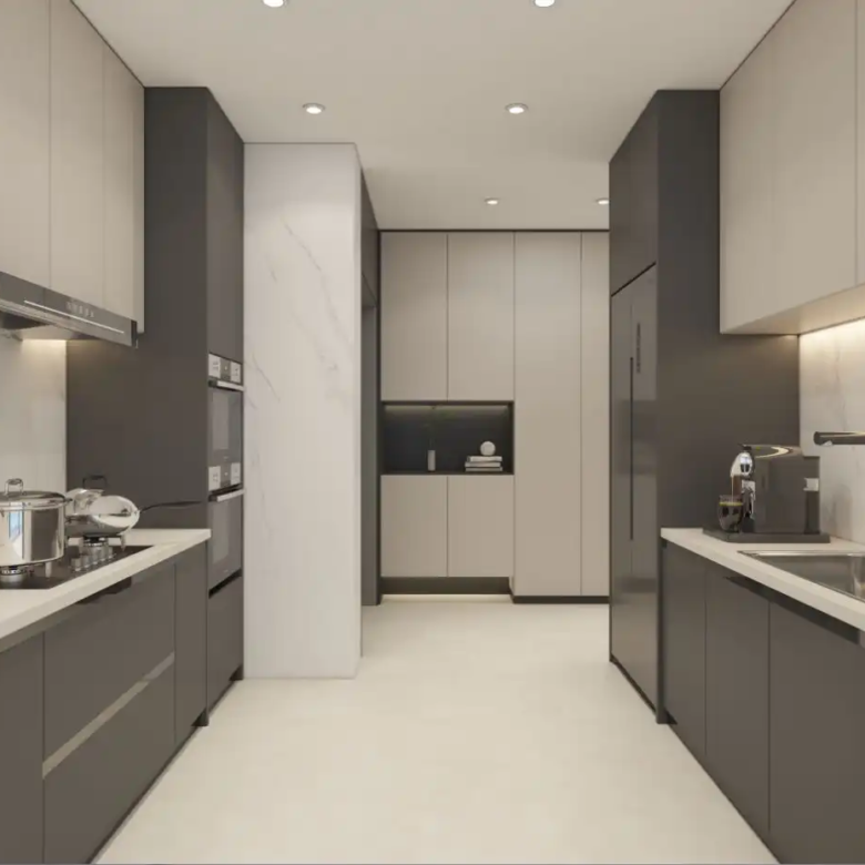 Modern fitted kitchen at Panorama West Residence apartments