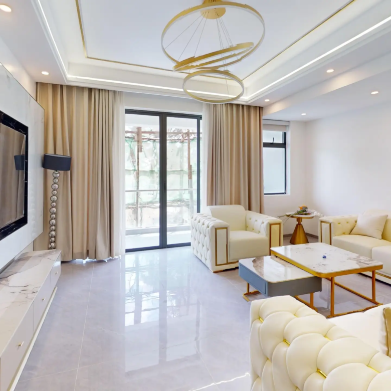 Spacious luxury living room at Plumeria Residency in Kilimani