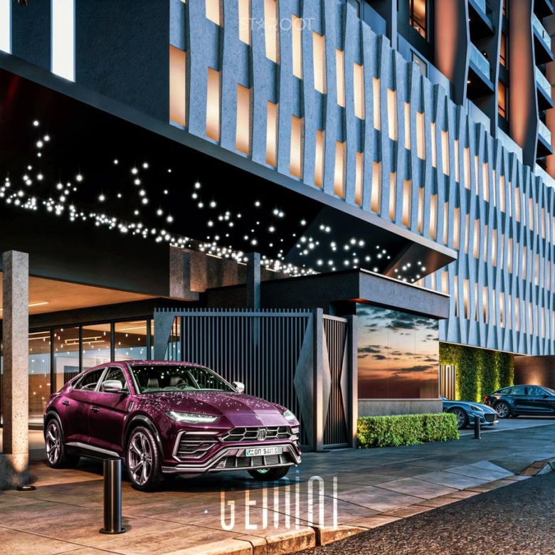 Luxury entrance to Gemini Residency apartments in Westlands Nairobi