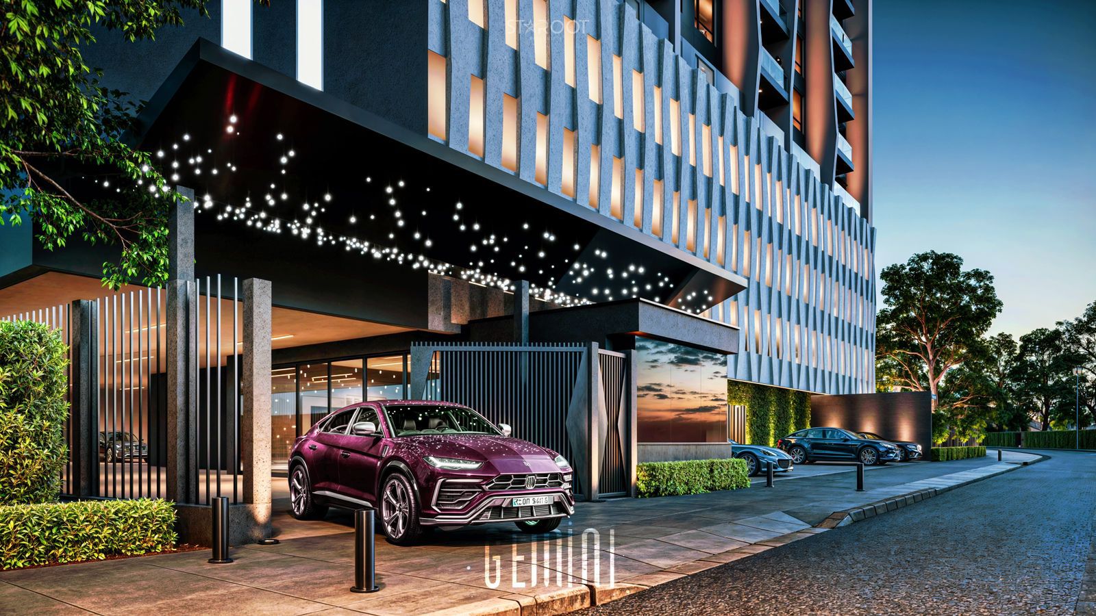 Luxury entrance to Gemini Residency apartments in Westlands Nairobi