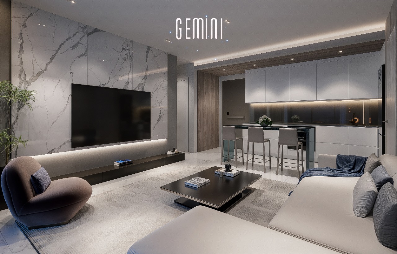 Modern luxury living room at Gemini Residency Westlands