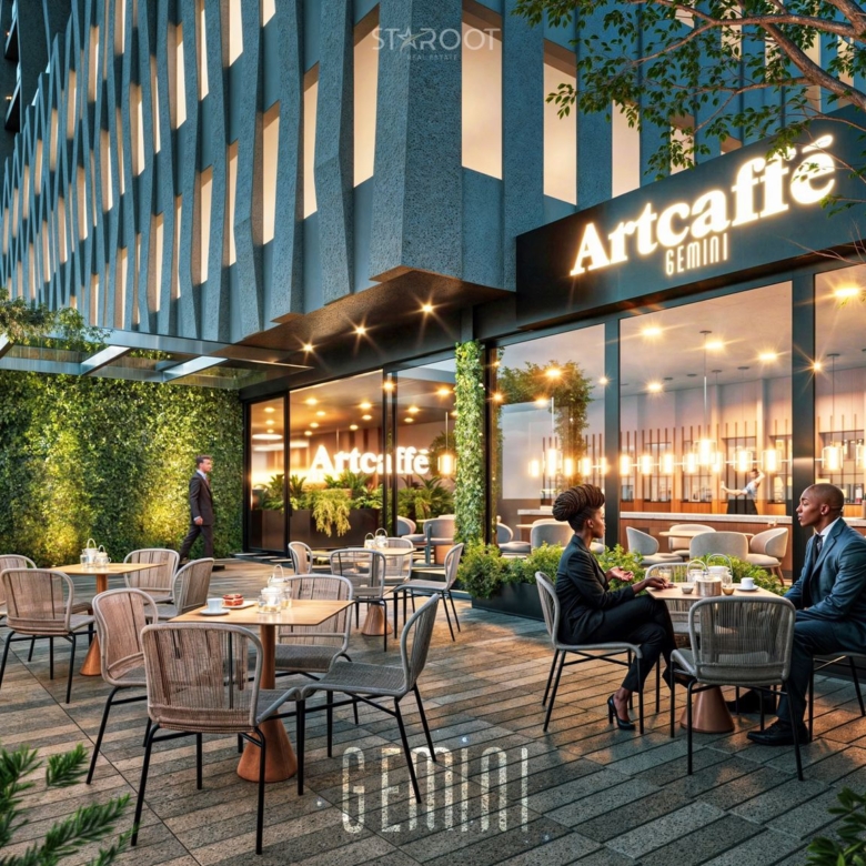 Restaurant and outdoor dining area at Gemini Residency Westlands