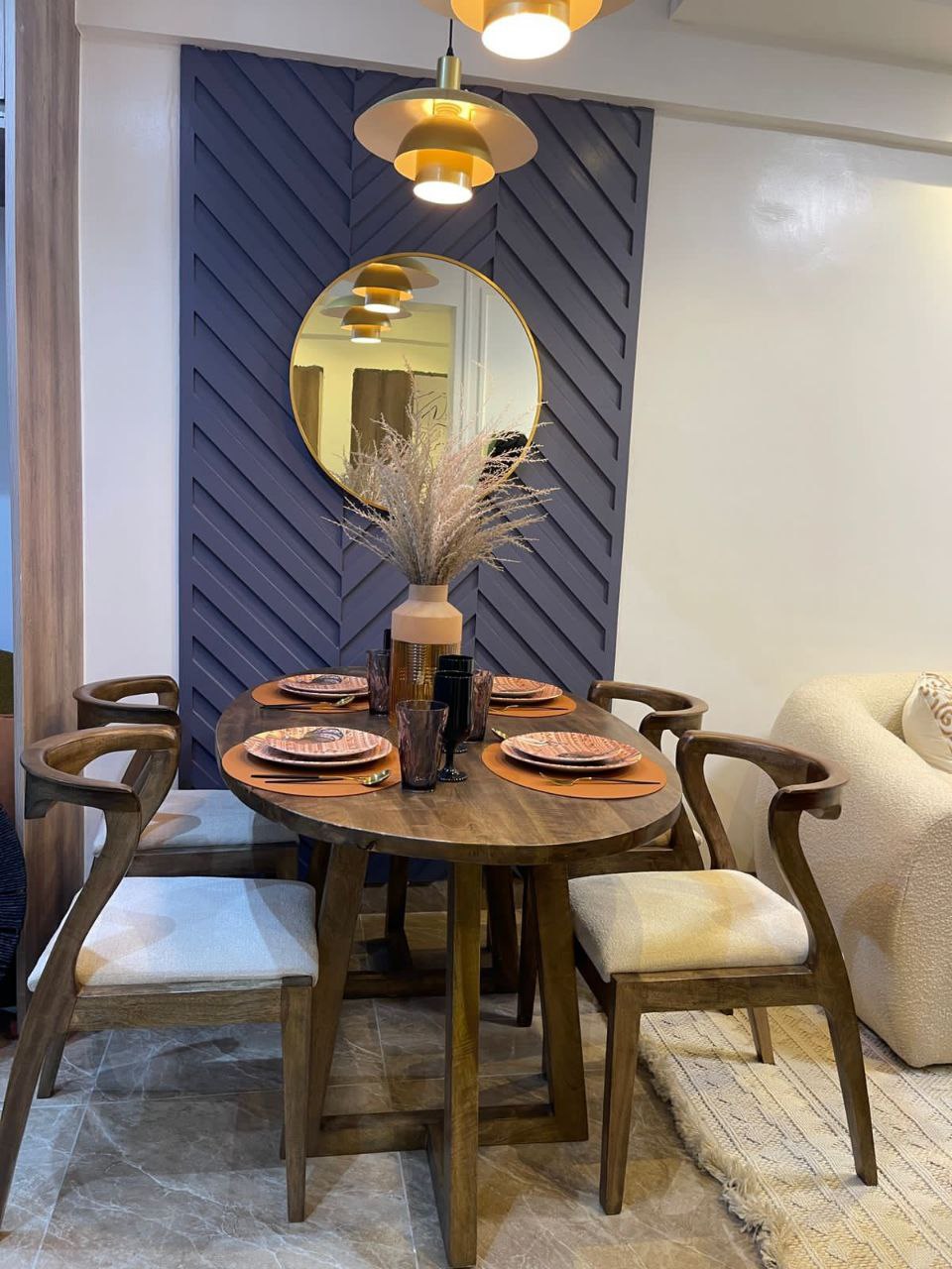 Six-seater dining area inside a furnished Padmore Residency apartment