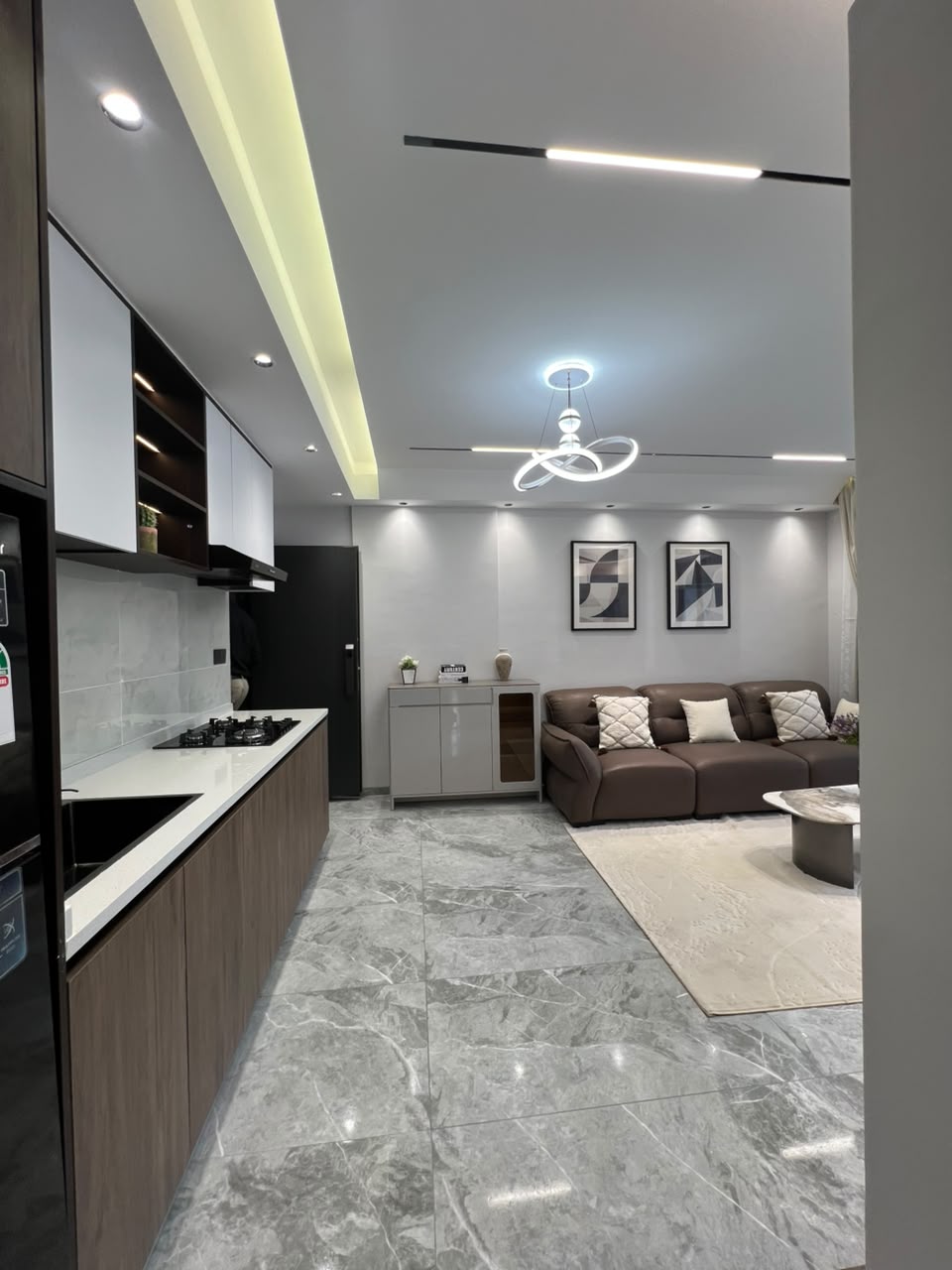 Open kitchen and living area at Golfscape Residences apartments for sale in Kilimani
