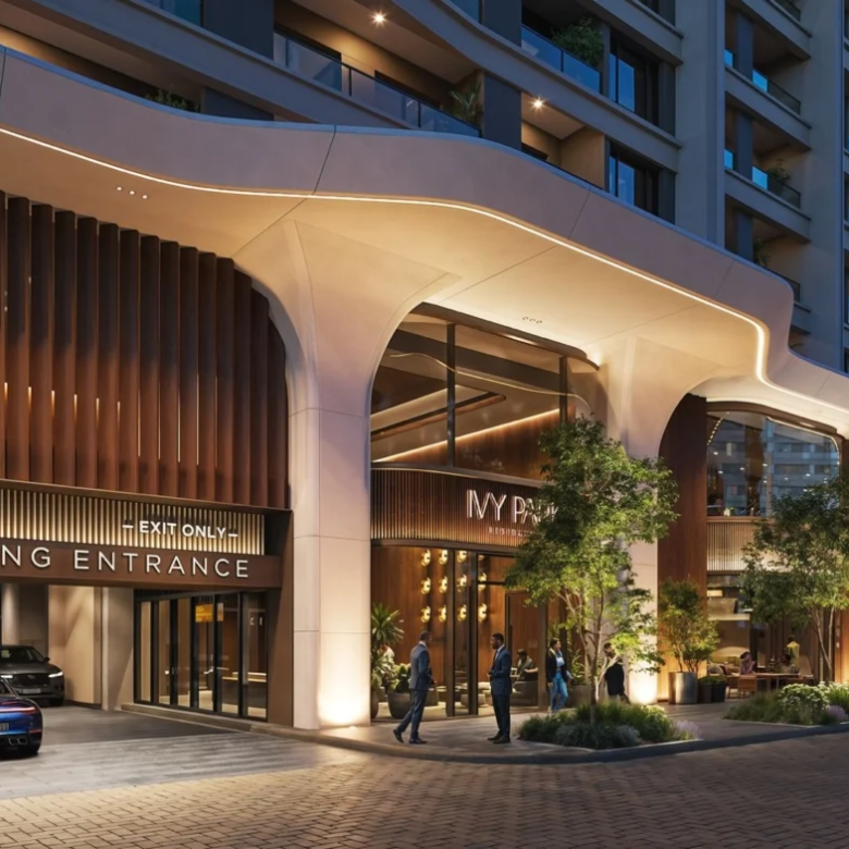 Ivy Park Apartments Kilimani parking entrance with luxury lobby frontage and landscaped exterior