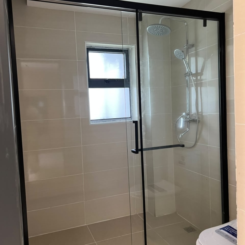 Shower cubicle at Golfscape Residences apartments in Kilimani