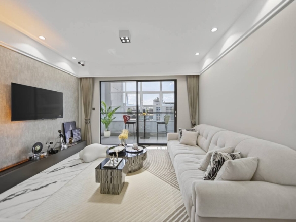 Modern living room at Golden Mansion apartments for sale on Muthithi Road, Westlands