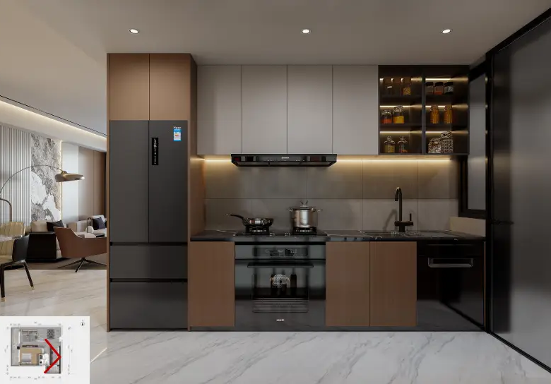 Modern fitted kitchen inside a Forest One Residency apartment
