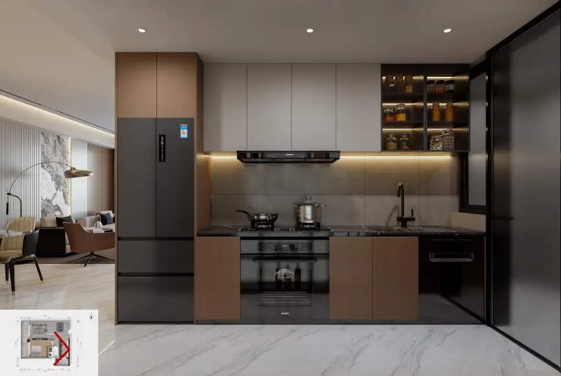 Modern fitted kitchen inside a Forest One Residency apartment