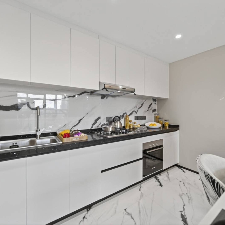Modern fitted kitchen in a Golden Mansion apartment for sale in Westlands Nairobi