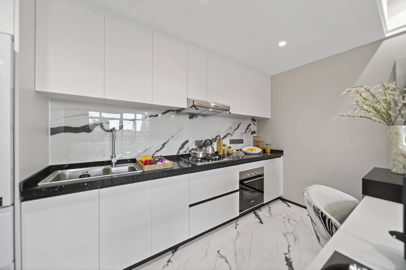 Modern fitted kitchen in a Golden Mansion apartment for sale in Westlands Nairobi