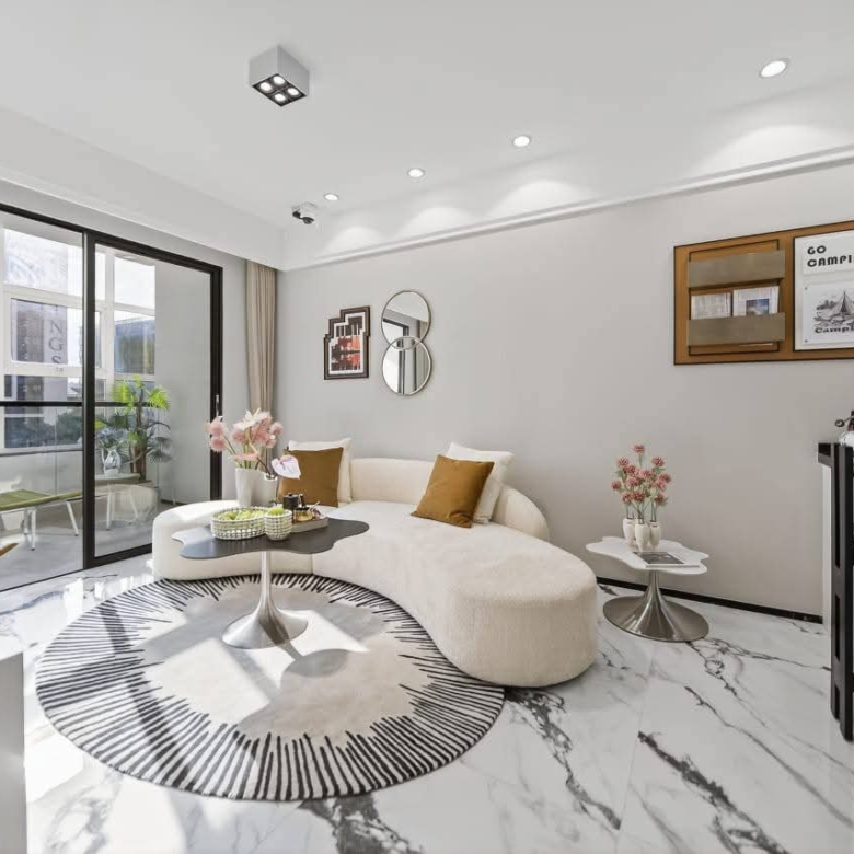 Styled apartment lounge with balcony access at Golden Mansion Westlands
