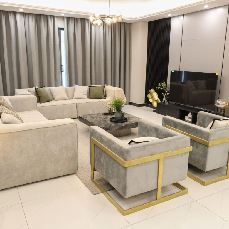 Showhouse lounge at Venus Oak Residency luxury apartments for sale in Kileleshwa Nairobi