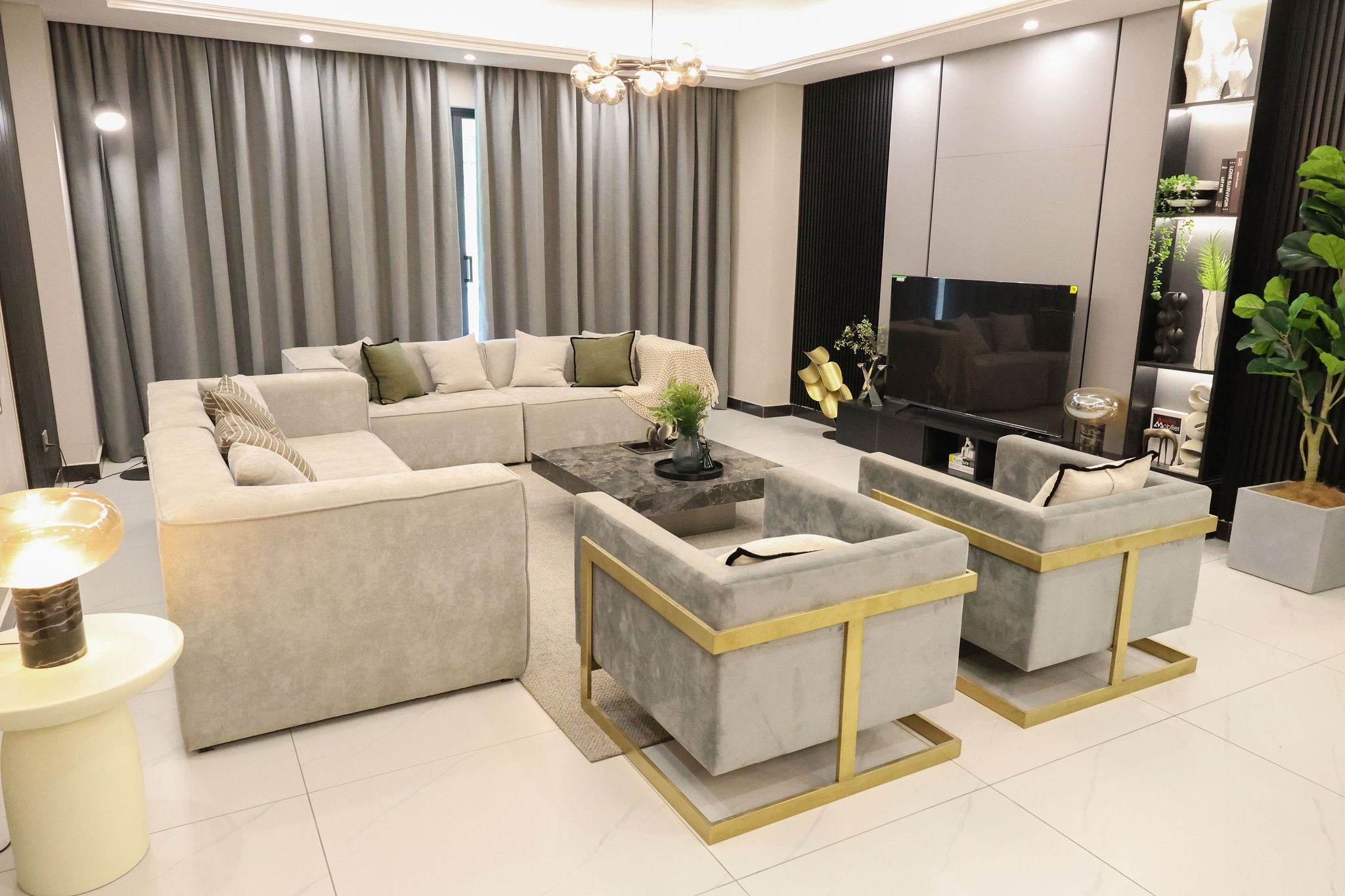 Showhouse lounge at Venus Oak Residency luxury apartments for sale in Kileleshwa Nairobi