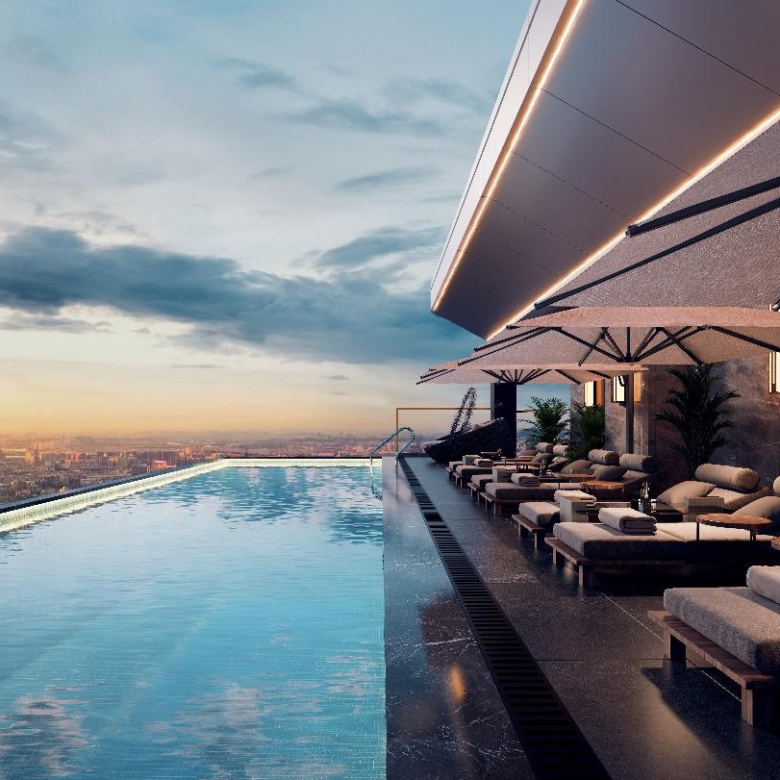 Rooftop swimming pool at Luminara Apartments Westlands
