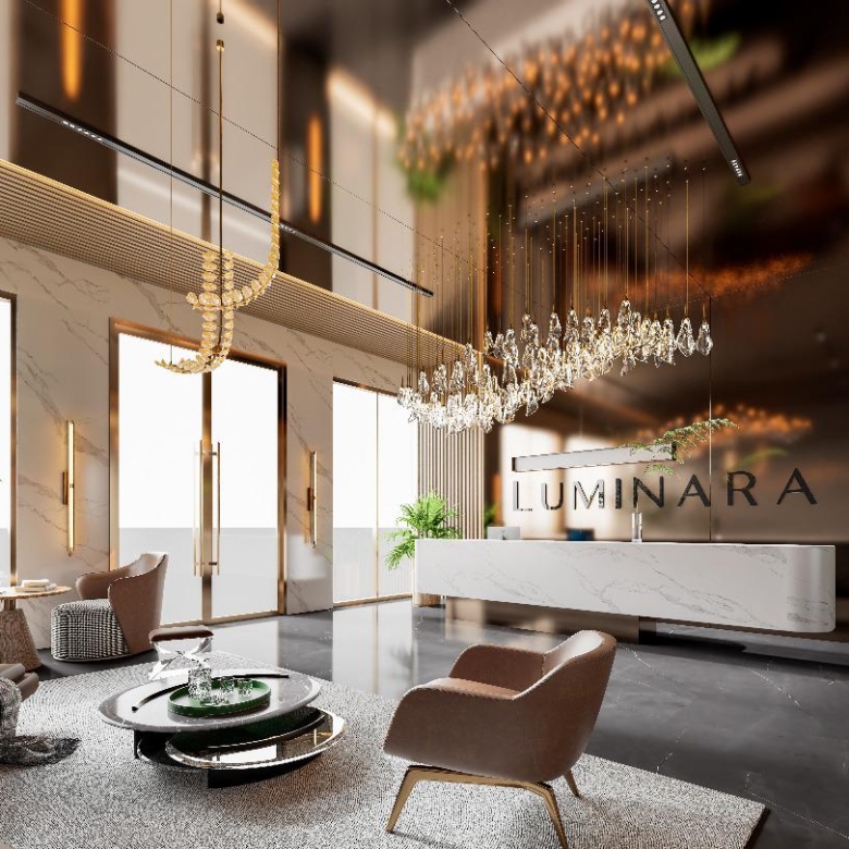Luxury reception lobby at Luminara Apartments Westlands