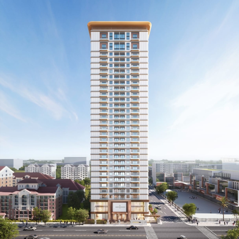 Exterior render of Golden Mansion apartments on Muthithi Road in Westlands Nairob