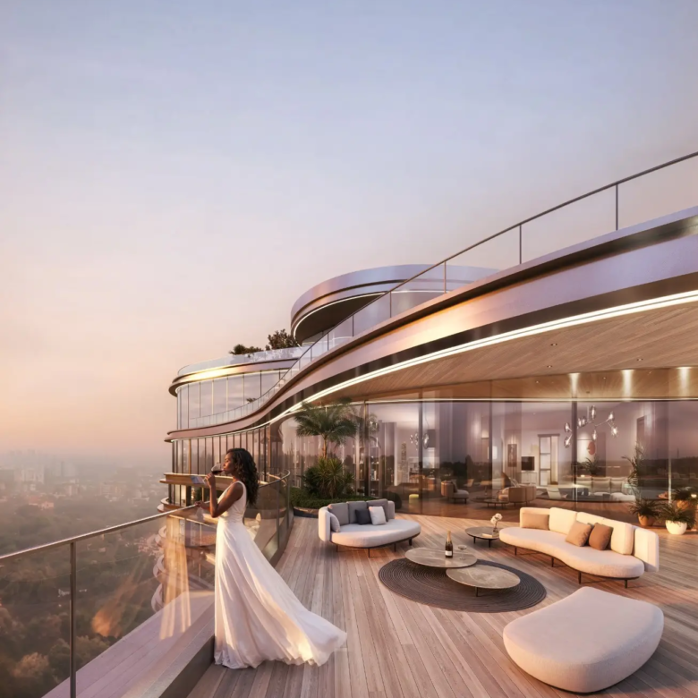 Luxury rooftop terrace at Cheval Riverside Apartments in Nairobi
