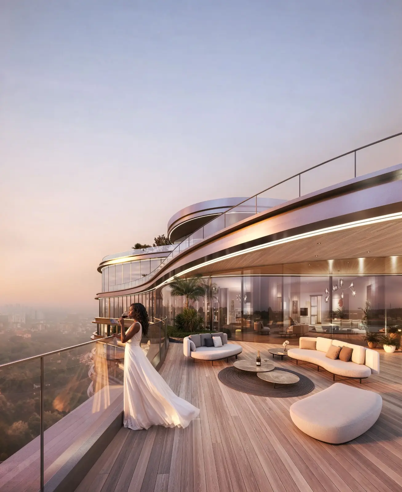 Luxury rooftop terrace at Cheval Riverside Apartments in Nairobi