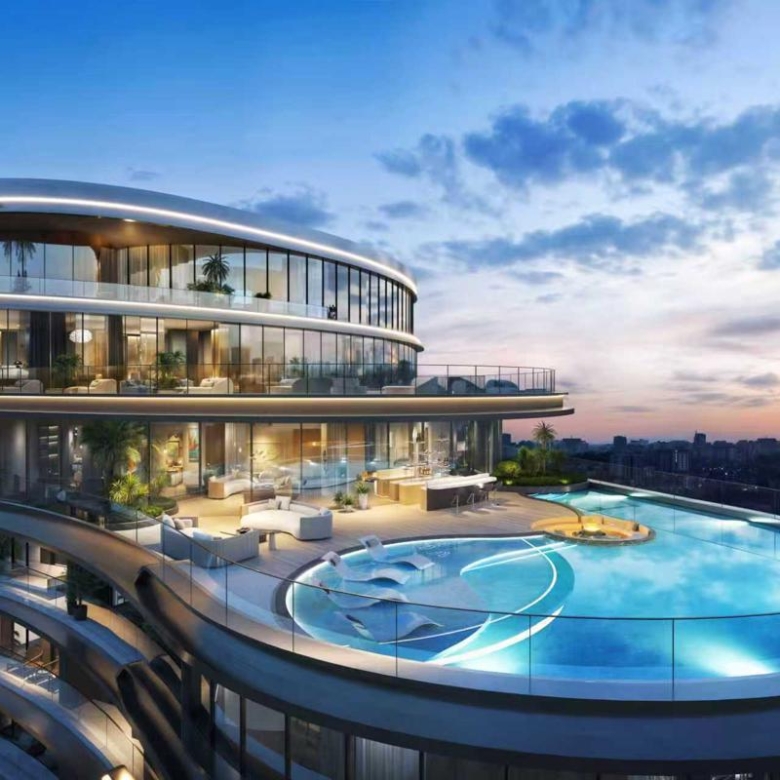 Cheval Riverside rooftop swimming pool with skyline views in Westlands Nairobi