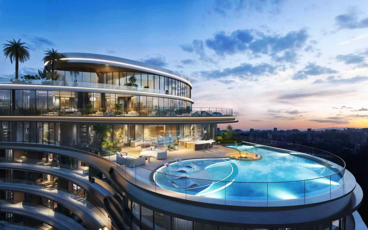 Cheval Riverside rooftop swimming pool with skyline views in Westlands Nairobi