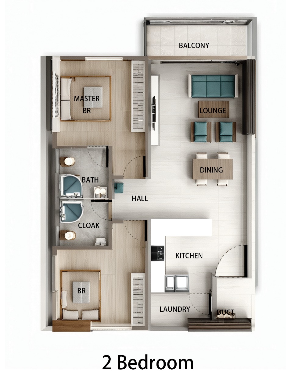 2 bedroom floor plan at Express View Residency apartments in Kilimani