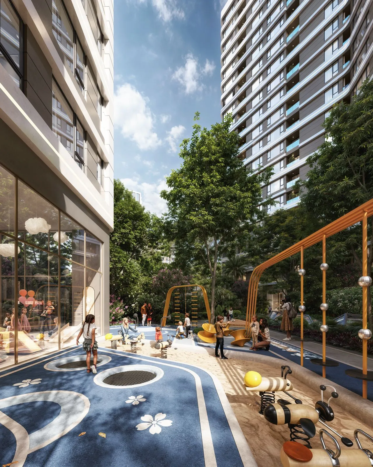 A-One Pandora Westlands children’s play area with outdoor playground and landscaped residential towers