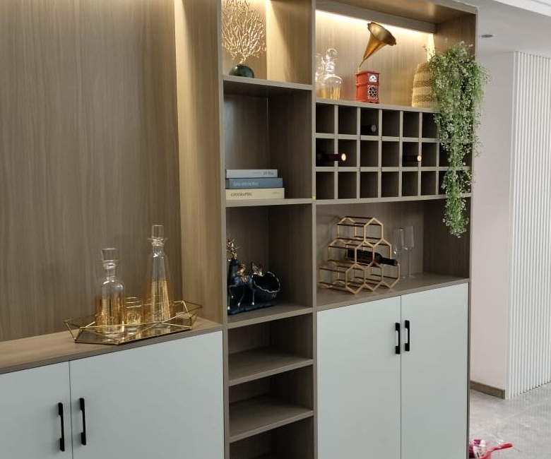 Built-in display cabinetry inside a Himalaya Horizon apartment in Westlands Nairobi